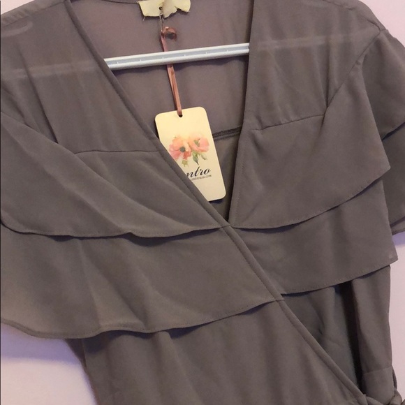 Grey-lilac surplice wrap dress - Picture 7 of 8